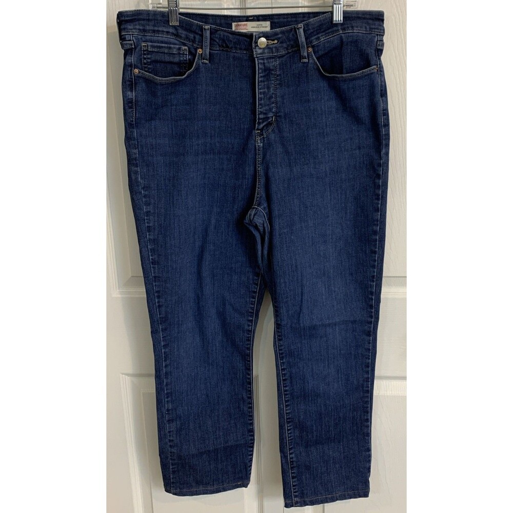 Levis Jeans Womens 16 Blue Denim Signature Shaping High Rise Straight Stretch
